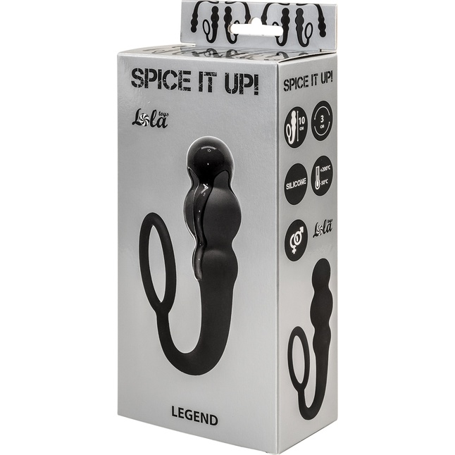 Чёрное эрекционное кольцо Legend с анальным стимулятором - Spice It Up. Фотография 3.
