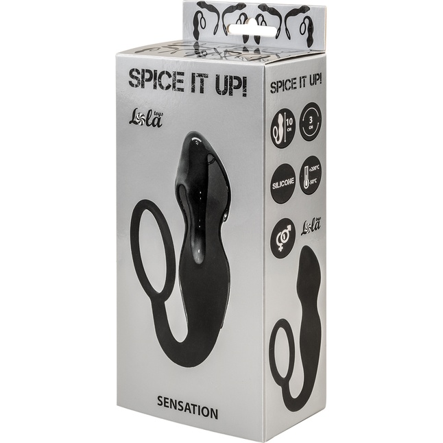 Чёрное эрекционное кольцо Sensation с анальным стимулятором - Spice It Up. Фотография 3.