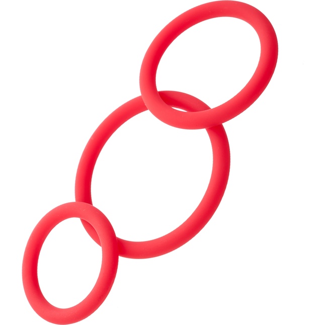 Набор из 3 красных эрекционных колец различного диаметра - Black Red