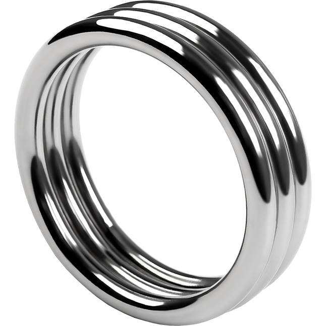 Металлическое эрекционное кольцо с рёбрышками размера L - Metal. Фотография 2.