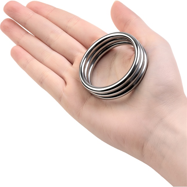 Металлическое эрекционное кольцо с рёбрышками размера L - Metal. Фотография 3.
