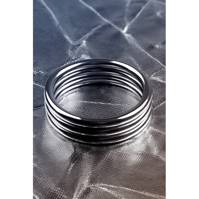 Металлическое эрекционное кольцо с рёбрышками размера L - Metal. Фотография 6.
