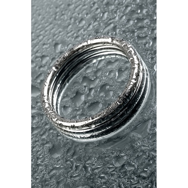 Металлическое эрекционное кольцо с рёбрышками размера L - Metal. Фотография 7.