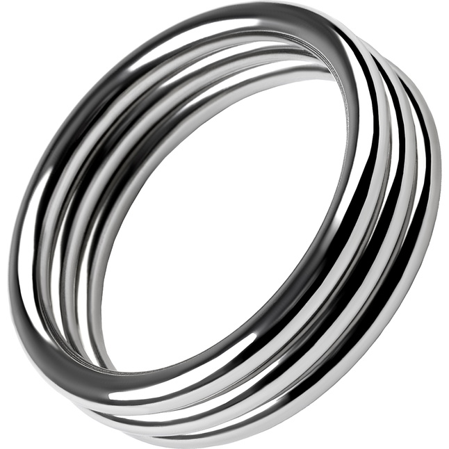 Металлическое эрекционное кольцо с рёбрышками размера L - Metal