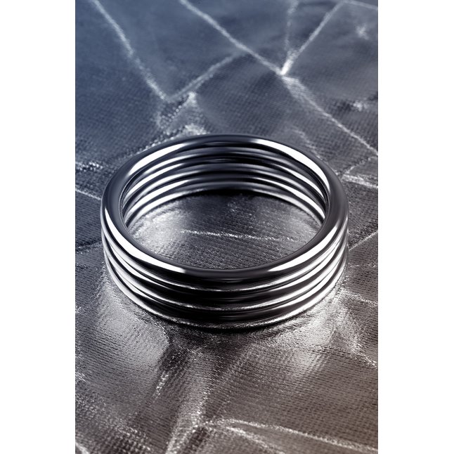 Металлическое эрекционное кольцо с рёбрышками размера M - Metal. Фотография 6.