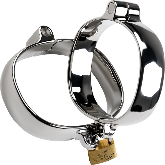 Металлические наручники с навесным замочком - Metal. Фотография 3.