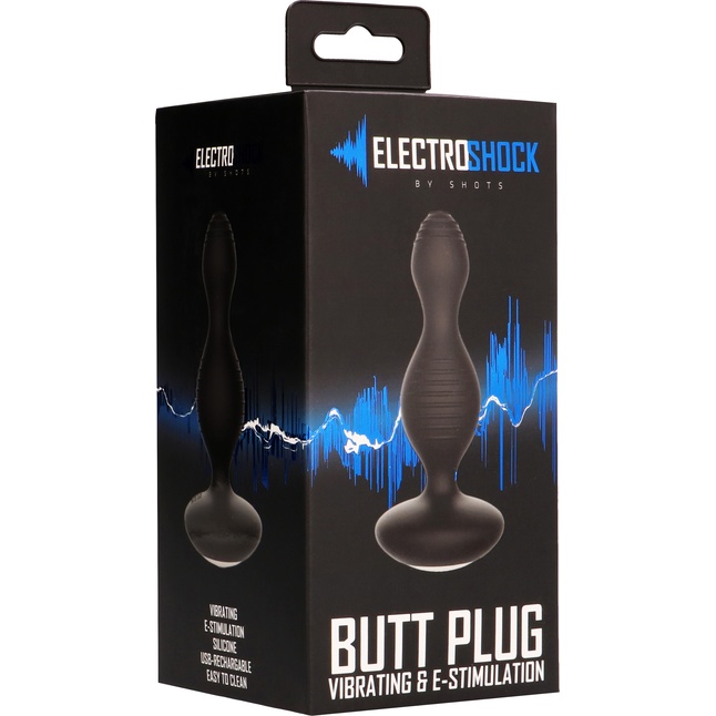 Чёрная анальная пробка с электростимуляцией E-Stimulation Vibrating Buttplug - 14 см - Electroshock. Фотография 3.