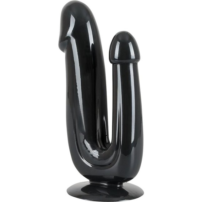 Чёрный анально-вагинальный фаллоимитатор Duo Dildo - 17,5 см - Bad Kitty. Фотография 2.