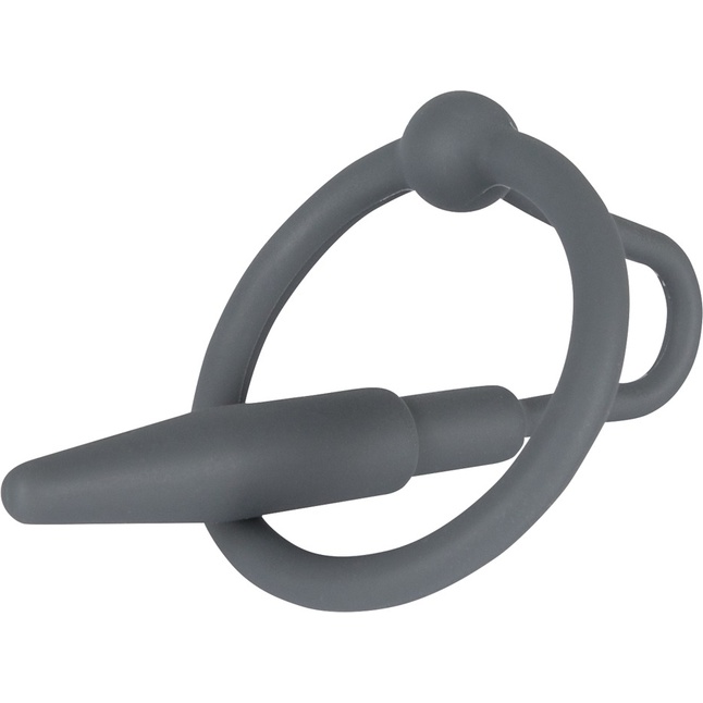 Серый уретральный плаг с силиконовым кольцом под головку Penis Plug - You2Toys. Фотография 2.