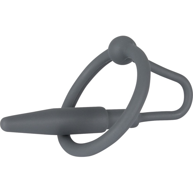 Серый уретральный плаг с силиконовым кольцом под головку Penis Plug - You2Toys. Фотография 3.