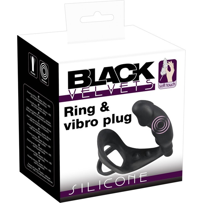 Черное кольцо с анальной вибропробкой Black Velvets - You2Toys. Фотография 8.