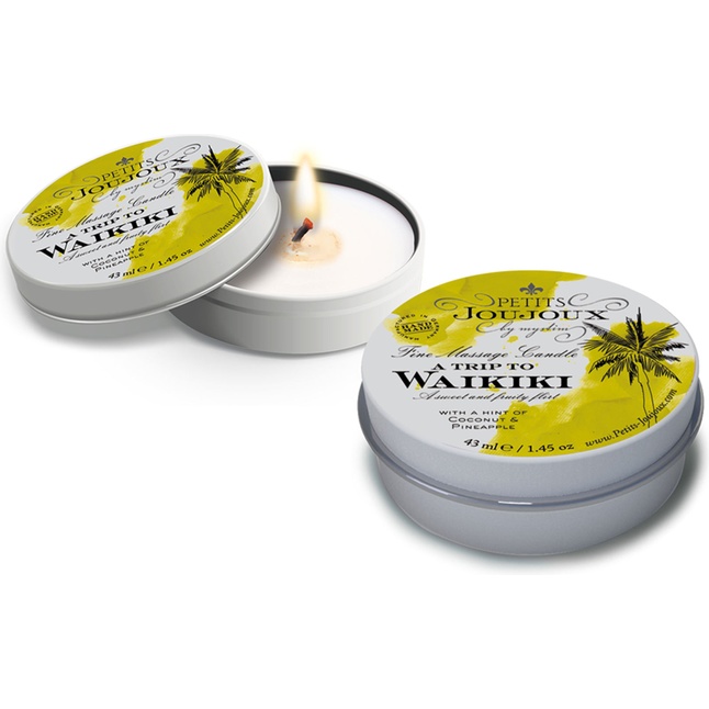 Массажная свеча Petits Joujoux Waikiki Beach с ароматом кокоса и ананаса - 33 гр - Petits JouJoux