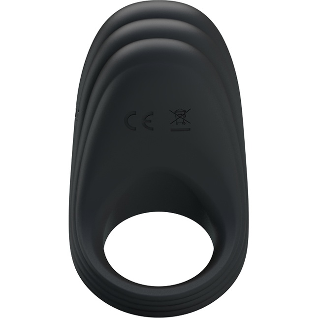 Чёрное перезаряжаемое эрекционное кольцо с вибрацией - Pretty Love. Фотография 3.