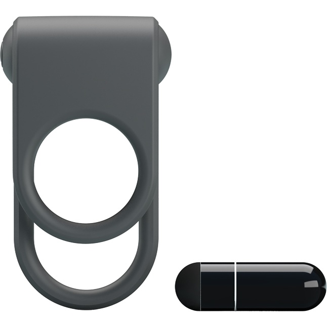 Серое эрекционное кольцо с вибрацией Julie - Pretty Love. Фотография 2.