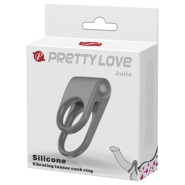 Серое эрекционное кольцо с вибрацией Julie - Pretty Love. Фотография 6.