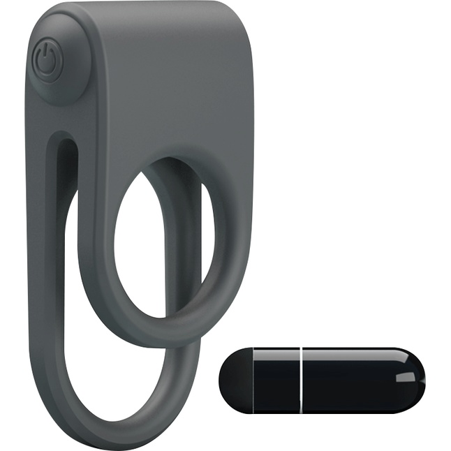 Серое эрекционное кольцо с вибрацией Julie - Pretty Love