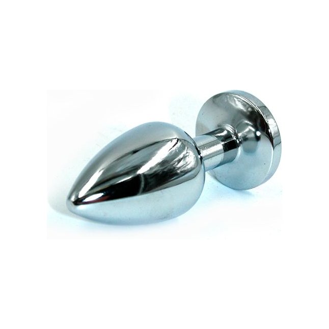 Серебристая средняя анальная пробка с изумрудным кристаллом - 8 см - Kanikule anal plugs. Фотография 2.