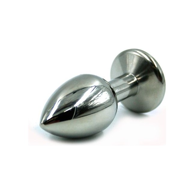 Серебристая средняя анальная пробка с фиолетовым кристаллом - 8 см - Kanikule anal plugs. Фотография 2.
