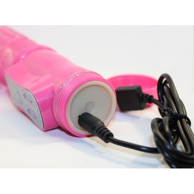 Перезаряжаемый розовый вибратор с ротацией - 22,5 см. Фотография 3.
