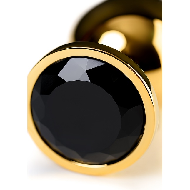 Золотистая анальная втулка со стразом чёрного цвета - 9,5 см - Metal. Фотография 7.