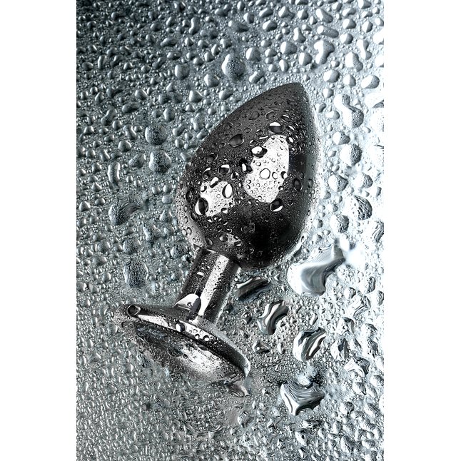 Серебристая анальная пробка с прозрачным кристаллом - 9,5 см - Metal. Фотография 8.