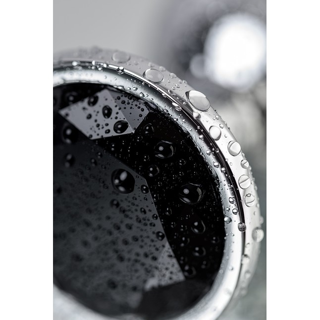 Серебристая анальная втулка с чёрным кристаллом - 9,5 см - Metal. Фотография 8.