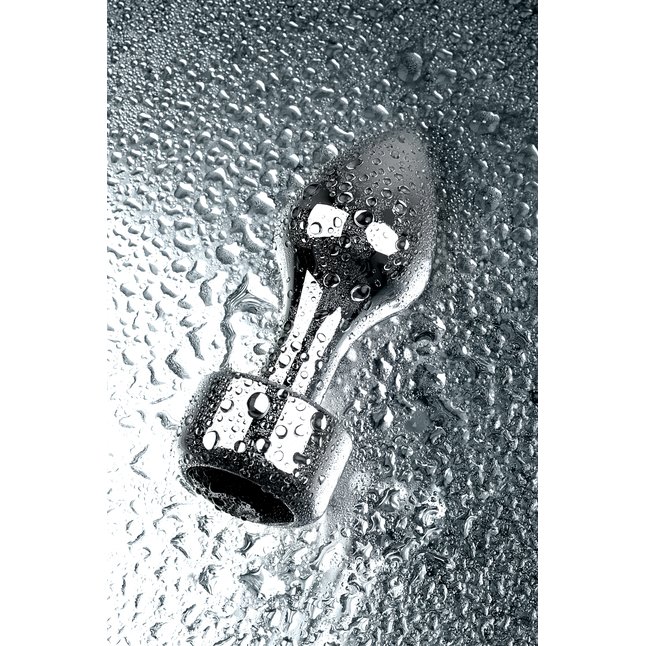 Серебристая анальная втулка с чёрным кристаллом в основании - 10,5 см - Metal. Фотография 10.