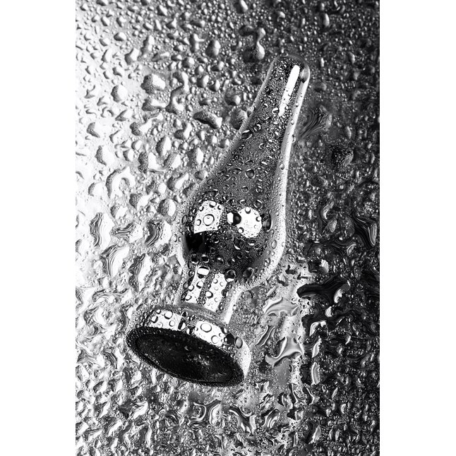 Серебристая вытянутая анальная пробка с прозрачным кристаллом - 10 см - Metal. Фотография 9.