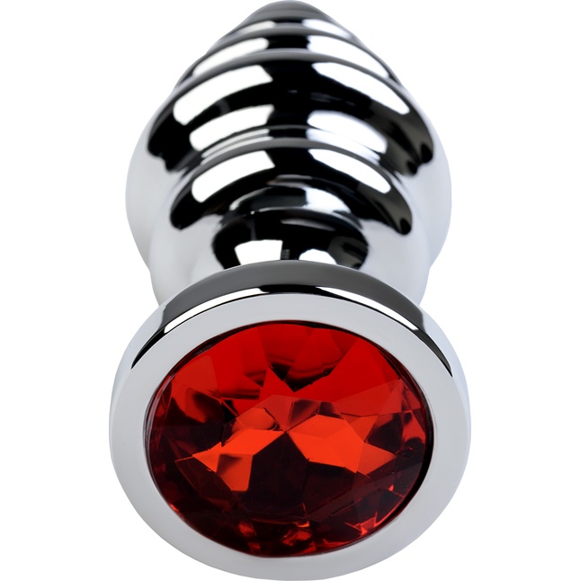 Серебристая фигурная пробка с красным кристаллом - 8 см - Metal. Фотография 4.