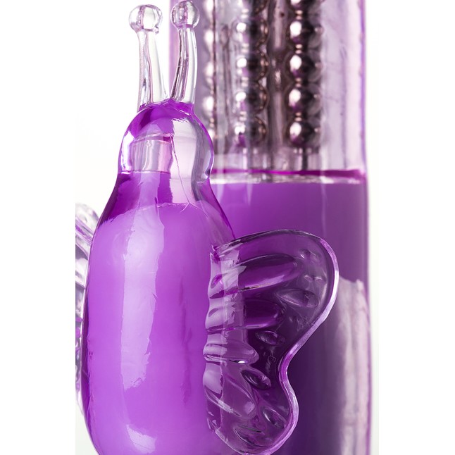 Фиолетовый вибратор High-Tech fantasy с бабочкой для клитора - 22,4 см. Фотография 11.