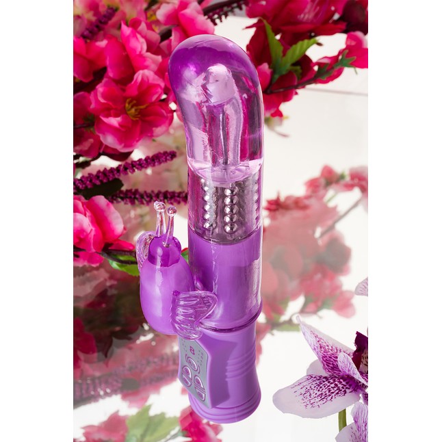 Фиолетовый вибратор High-Tech fantasy с бабочкой для клитора - 22,4 см. Фотография 9.