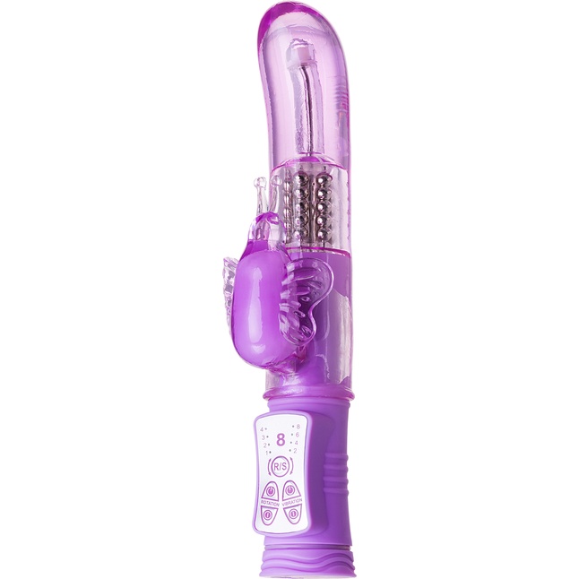 Фиолетовый вибратор High-Tech fantasy с бабочкой для клитора - 22,4 см