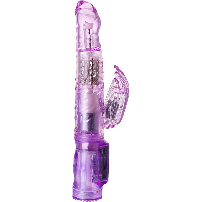 Фиолетовый вибратор High-Tech fantasy с клиторальным лепестком - 21 см. Фотография 5.