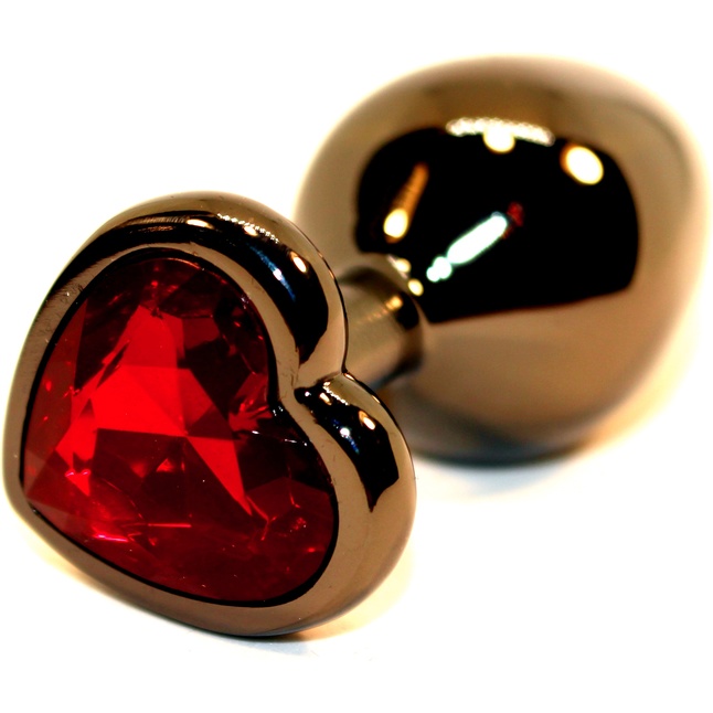 Чёрная пробка с красным сердцем-кристаллом - 7 см. Фотография 2.