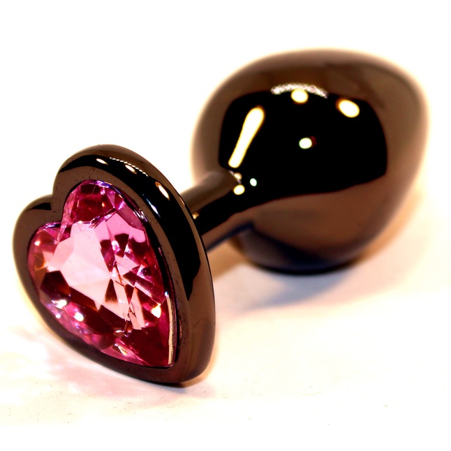 Чёрная пробка с розовым сердцем-кристаллом - 7 см. Фотография 2.