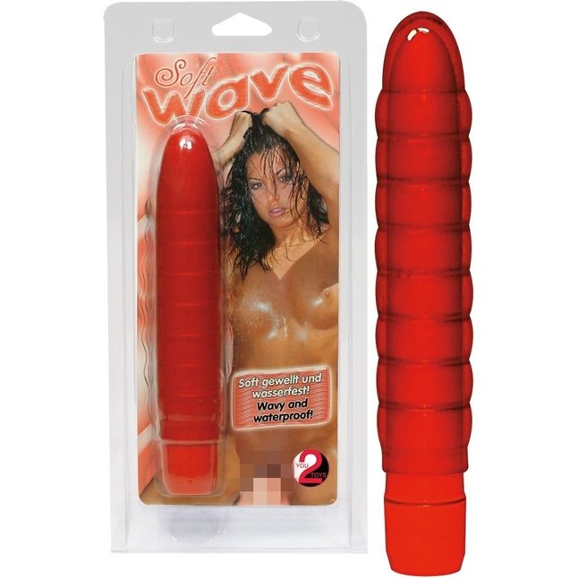 Красный водонепроницаемый вибратор Soft Wave - 18,5 см - You2Toys