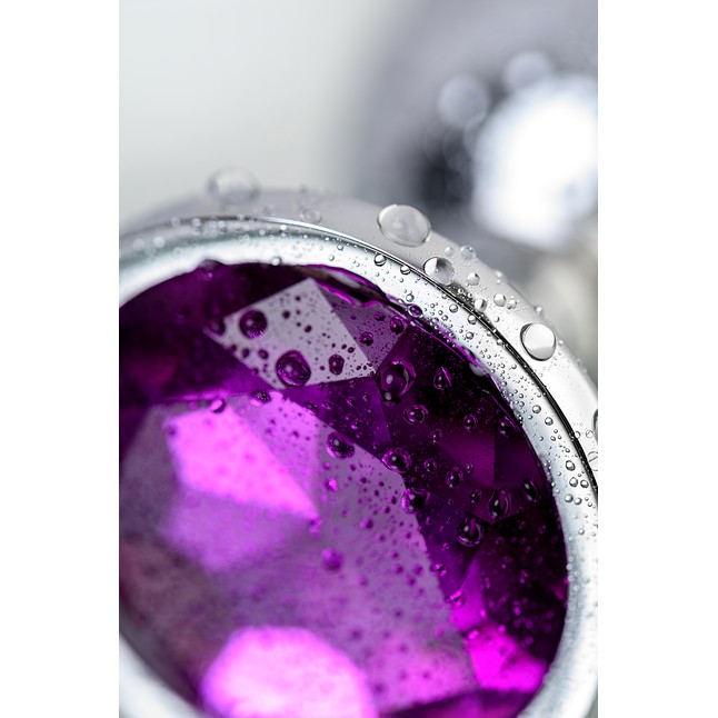 Анальная втулка с фиолетовым стразом-сердцем - 9,5 см - Metal. Фотография 9.