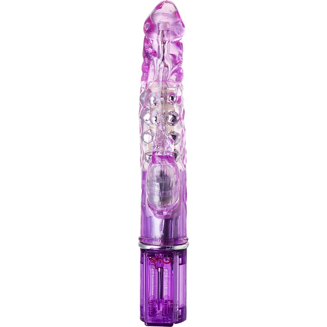 Фиолетовый хай-тек вибратор High-Tech fantasy с бусинами и отростком - 27,2 см. Фотография 3.