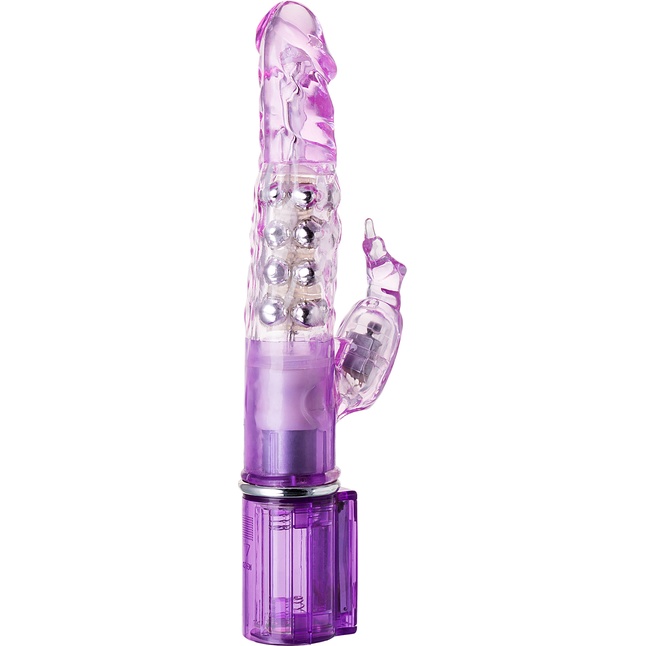 Фиолетовый хай-тек вибратор High-Tech fantasy с бусинами и отростком - 27,2 см. Фотография 5.