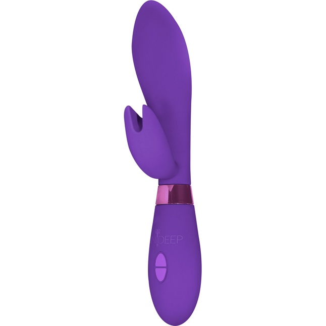 Фиолетовый вибратор Leyla с клиторальным отростком - 20,5 см