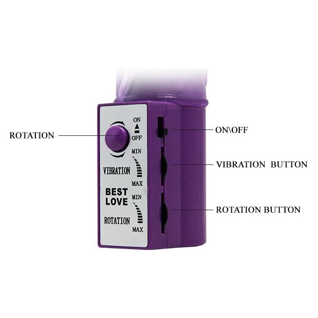 Фиолетовый вибратор с бусинами и клиторальным отростком - 24 см. Фотография 5.