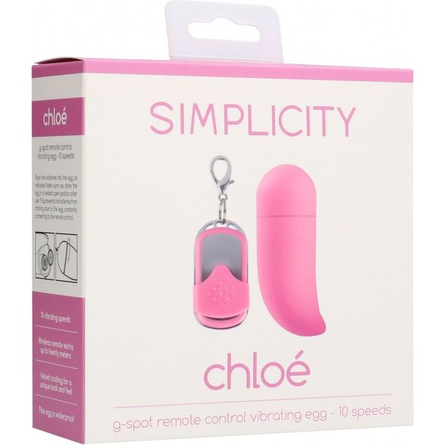 Розовое виброяйцо Chloe с пультом ДУ - 8 см - Simplicity. Фотография 2.