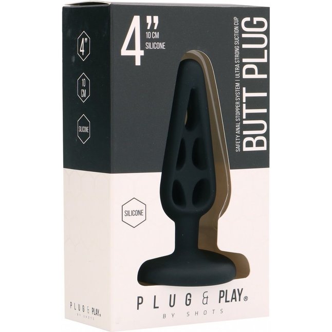 Чёрная анальная пробка Butt Plug Hollow 1 4 Inch - 10 см - Plug   Play. Фотография 2.