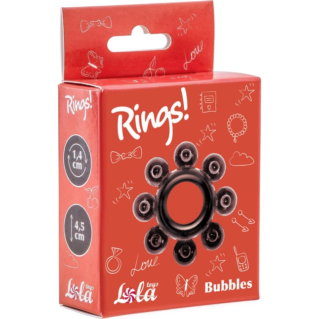 Чёрное эрекционное кольцо Rings Bubbles - Rings!. Фотография 2.
