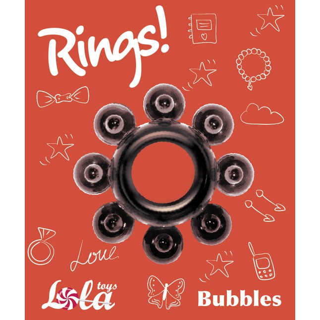 Чёрное эрекционное кольцо Rings Bubbles - Rings!. Фотография 3.