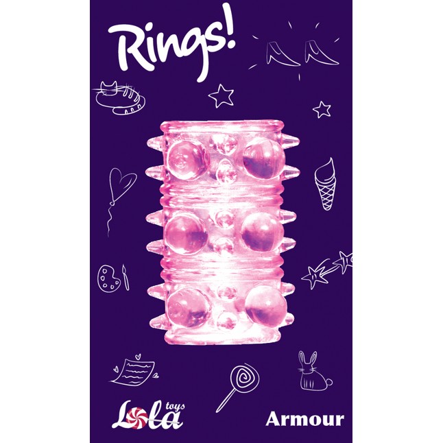 Розовая насадка на пенис Rings Armour - Rings!. Фотография 4.