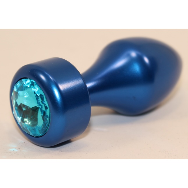 Синяя анальная пробка с голубым кристаллом - 7,8 см