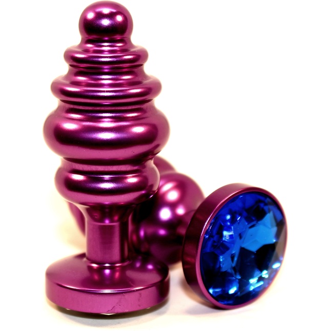 Фиолетовая рифленая пробка с синим кристаллом - 7,3 см