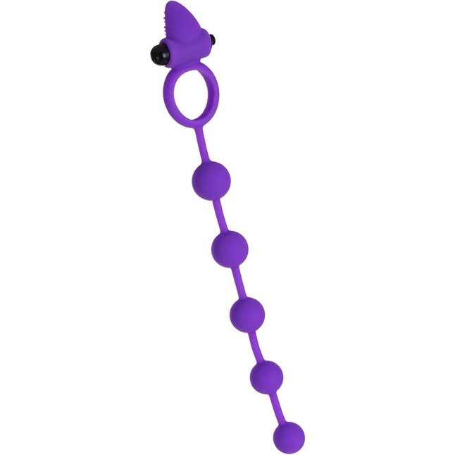 Фиолетовое эрекционное виброкольцо Posedon с анальной цепочкой. Фотография 3.