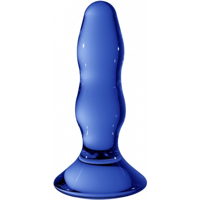 Синяя стеклянная анальная пробка Pleaser - 11,5 см - Chrystalino